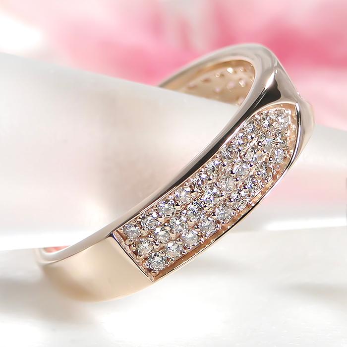 K18 YG PG WG 0.37ct パヴェ ダイヤモンド リング ゴールド  0.37カラット 18金 18k 18金ゴールド 結婚 婚約 ブライダル マリッジ ber0344の画像