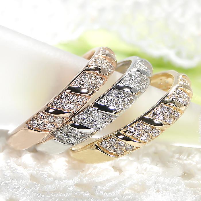 K18YG PG WG 0.20ct ダイヤモンド リング ゴールド ジュエリー ダイヤ 0.20カラット 18金 18k ツイスト 4月誕生石 デイリーリング ber0348の画像