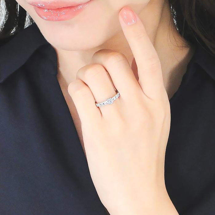 Pt900 0.40ct エタニティ ダイヤモンド リング ジュエリー ダイヤ プラチナ 大粒 0.3カラット 一粒 ルテニウム ハーフエタ 4月誕生石 普段使い デイリー ber0351の画像
