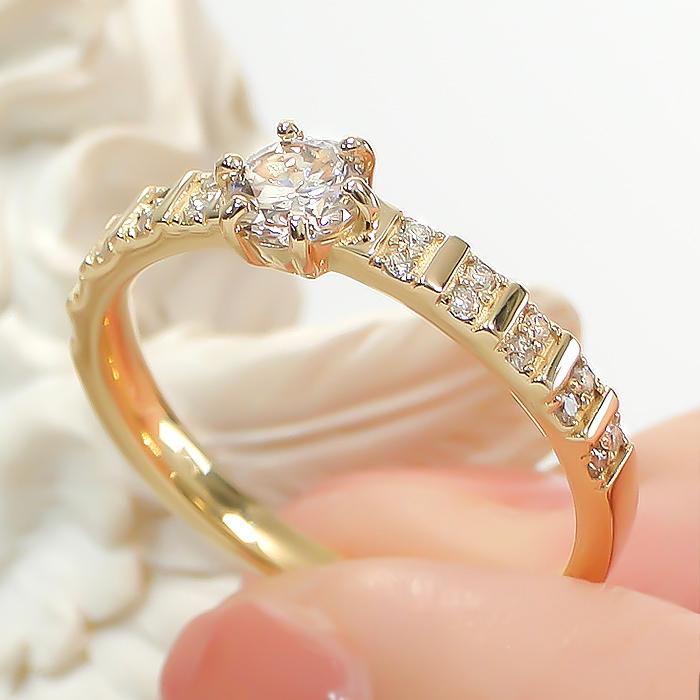 K18 YG PG WG 0.40ct エタニティ ダイヤモンド リング ジュエリー ダイヤ ゴールド  0.3カラット 一粒 大粒 おしゃれ ハーフエタ 普段使い デイリーber0352の画像