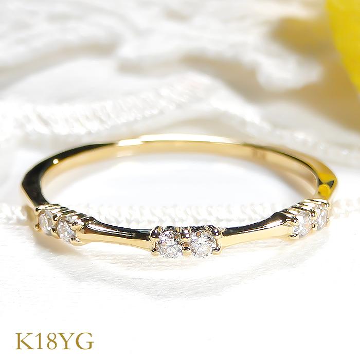 K18YG PG WG 0.10ct ダイヤモンド リング ジュエリー ダイヤ エタニティ 個性的 0.1カラット 18金 18k ゴールド 可愛いリング 細身 4月誕生石 ber0357の画像