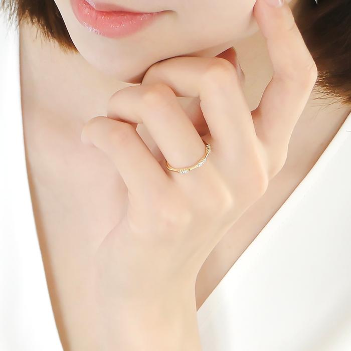 K18YG PG WG 0.10ct ダイヤモンド リング ジュエリー ダイヤ エタニティ 個性的 0.1カラット 18金 18k ゴールド 可愛いリング 細身 4月誕生石 ber0357の画像