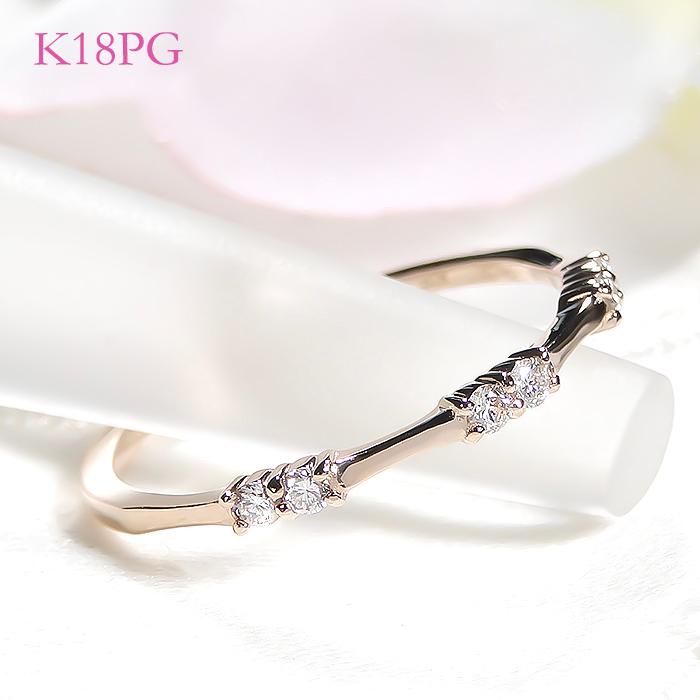 K18YG PG WG 0.10ct ダイヤモンド リング ジュエリー ダイヤ エタニティ 個性的 0.1カラット 18金 18k ゴールド 可愛いリング 細身 4月誕生石 ber0357の画像