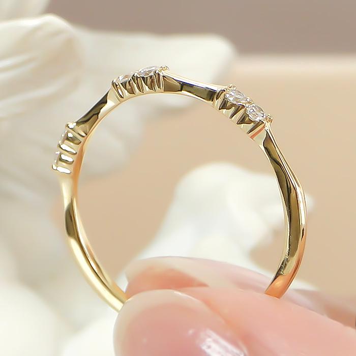 K18YG PG WG 0.10ct ダイヤモンド リング ジュエリー ダイヤ エタニティ 個性的 0.1カラット 18金 18k ゴールド 可愛いリング 細身 4月誕生石 ber0357の画像