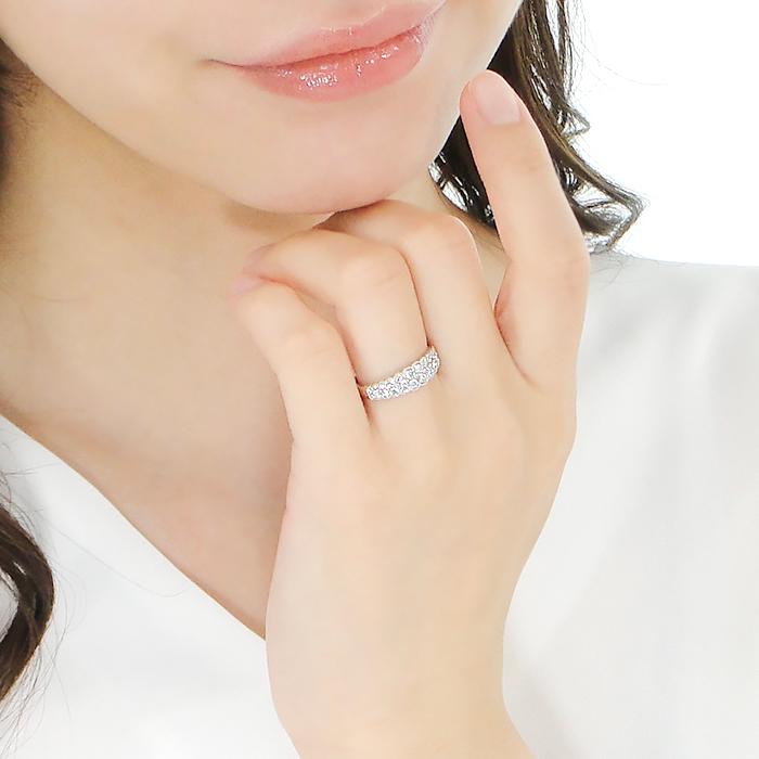 Pt900 0.50ct ダイヤモンド リング ジュエリー ダイヤ 2列 ルテニウム 0.50カラット ミルグレイン ミル打ち グラデーション 4月誕生石 デイリーリング ber0360の画像