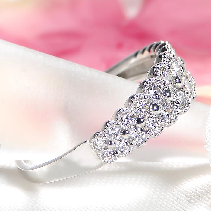 K18 YG PG WG 0.50ct ダイヤモンド リング ジュエリー ダイヤ 2列 ゴールド 0.50カラット ミルグレイン ミル打ち グラデーション デイリーリング ber0361の画像