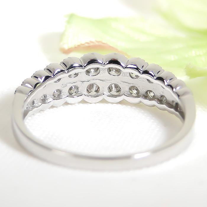 K18 YG PG WG 0.50ct ダイヤモンド リング ジュエリー ダイヤ 2列 ゴールド 0.50カラット ミルグレイン ミル打ち グラデーション デイリーリング ber0361の画像