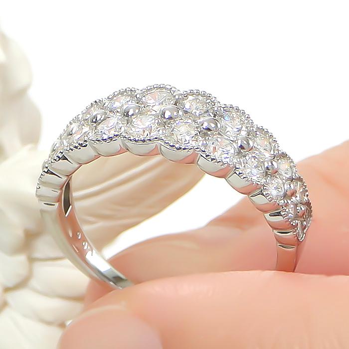 Pt900 1.0ct ダイヤモンド リング ジュエリー ダイヤ プラチナ 2列