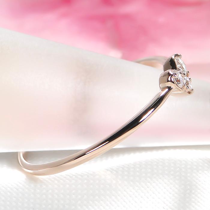 K18YG PG WG 0.08ct ハート ダイヤモンド リング ジュエリー アクセサリー レディース 指輪 ゴールド ４月誕生石 可愛い 細身 ハートモチーフ ber0368の画像