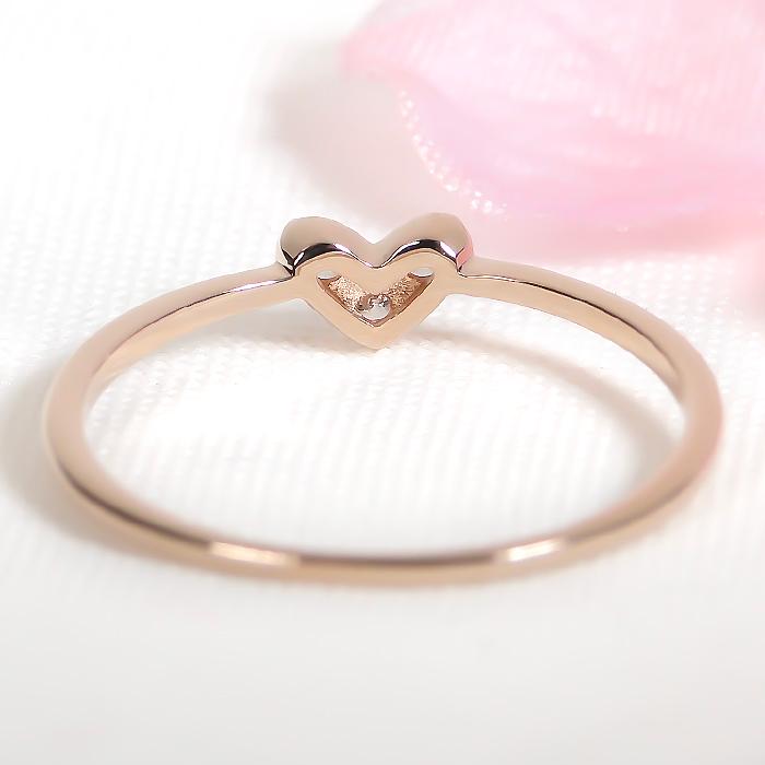 K18YG PG WG 0.08ct ハート ダイヤモンド リング ジュエリー アクセサリー レディース 指輪 ゴールド ４月誕生石 可愛い 細身 ハートモチーフ ber0368の画像