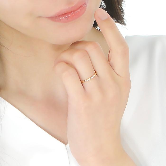 K18YG PG WG 0.03ct ダイヤモンド リング ジュエリー ダイヤ ゴールド イエロー ホワイト ピンク 重ね着け レイヤード 普段使い デイリー 3粒 ber0369の画像