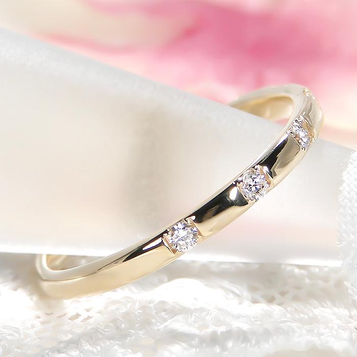 K18YG PG WG 0.10ct ダイヤモンド リング ジュエリー ダイヤ ゴールド イエロー ホワイト ピンク ドット 重ね着け レイヤード 普段使い デイリー ber0372の画像