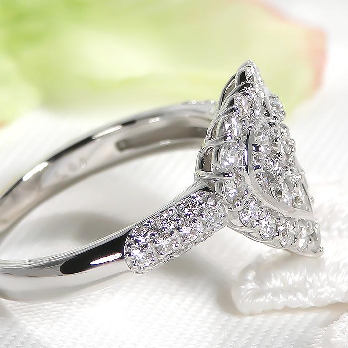 Pt900 1.0ct ダイヤモンド ハート パヴェ リング ジュエリー プラチナ 