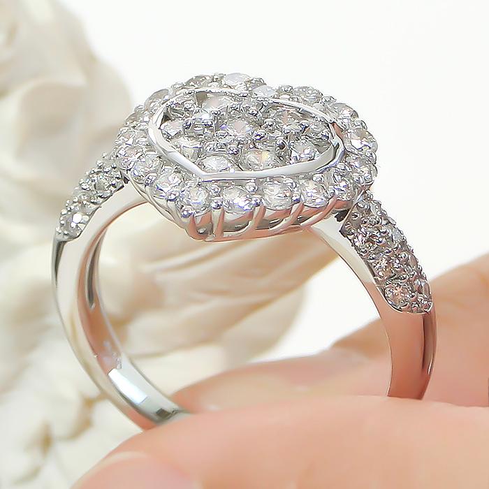 Pt900 1.0ct ダイヤモンド ハート パヴェ リング ジュエリー プラチナ 