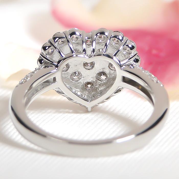 Pt900 1.0ct ダイヤモンド ハート パヴェ リング ジュエリー プラチナ 