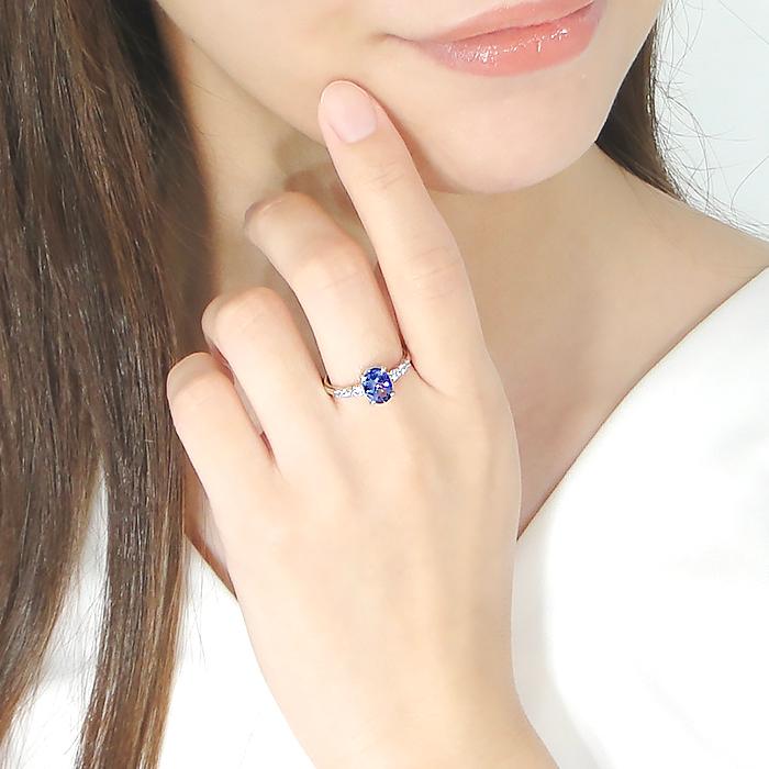 Pt900 タンザナイト ダイヤモンド リング ジュエリー プラチナ ルテニウム カラーストーン 12月 オーバル 青 宝石 誕生石 普段使い デイリーリング ber0385の画像