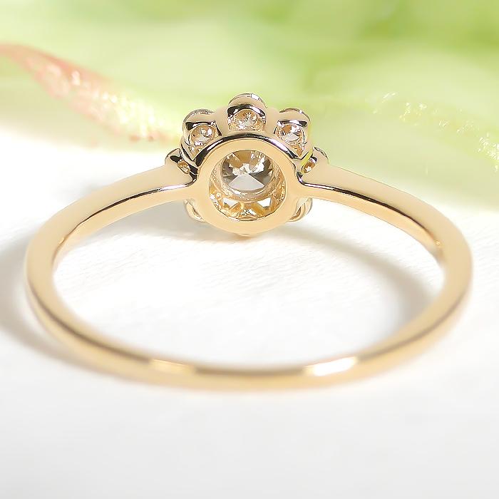 K18YG PG WG 0.30ct フラワー ダイヤモンド リング ダイヤ ゴールド
