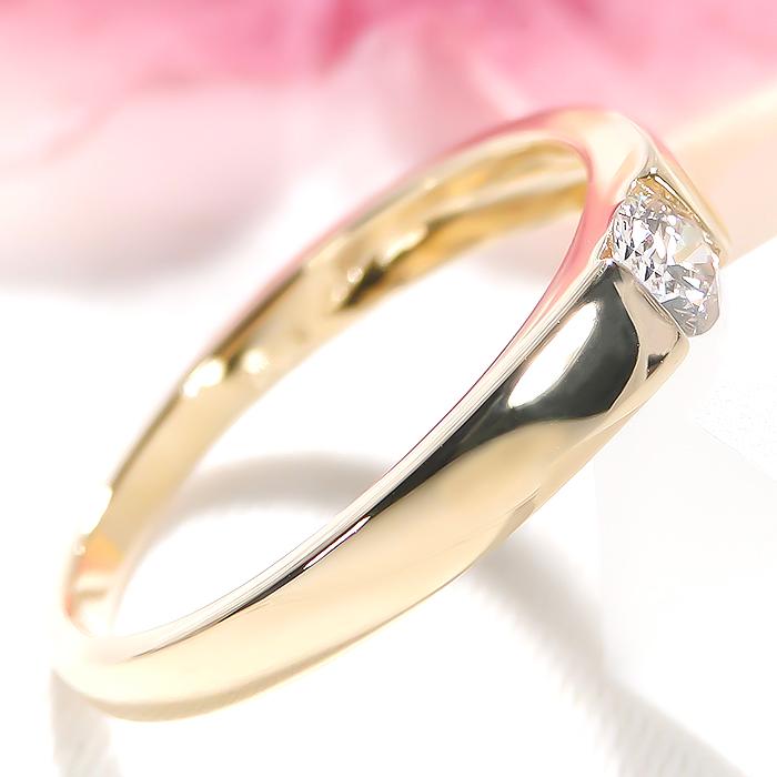 K18YG 0.17ct 一粒 ダイヤモンド リング 送料無料 ダイヤ 0.17カラット