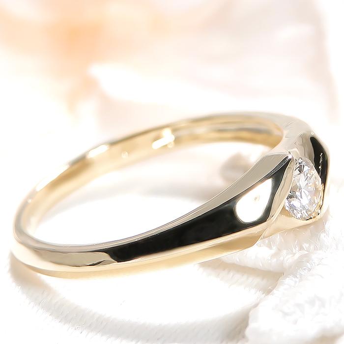K18 YG 0.17ct 一粒 ダイヤモンド リング 送料無料 ダイヤ 0.17