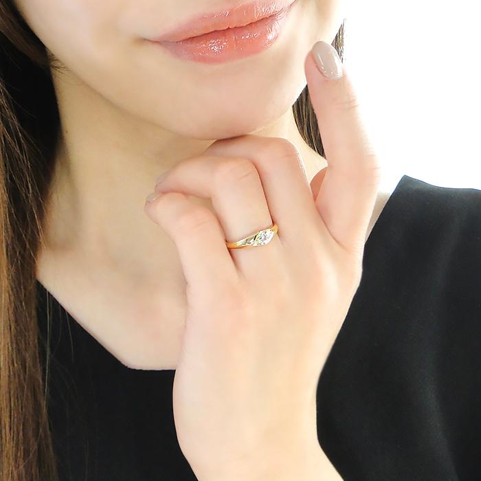 K18 YG 0.17ct 一粒 ダイヤモンド リング 送料無料 ダイヤ 0.17