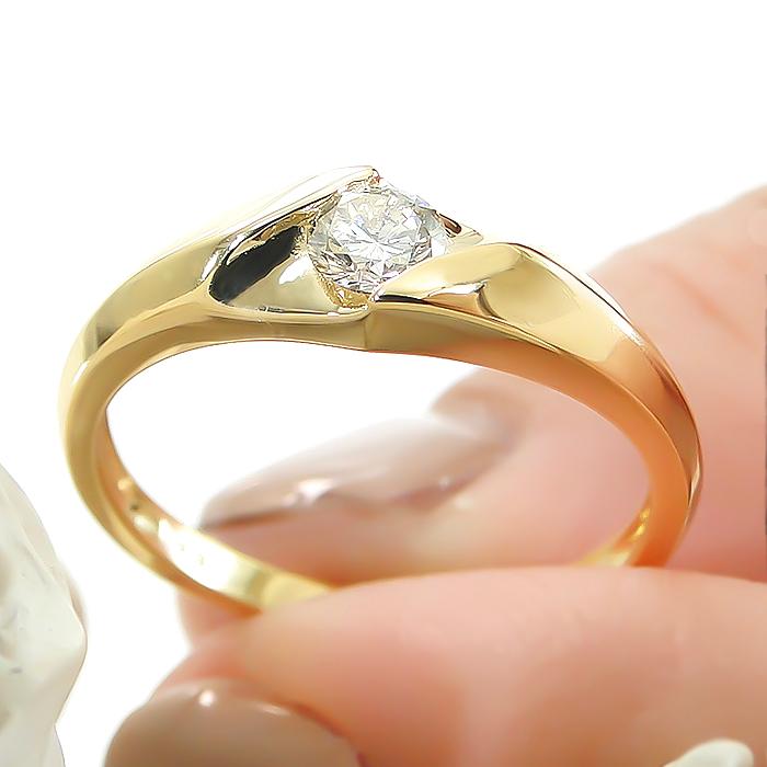 K18 YG 0.17ct 一粒 ダイヤモンド リング 送料無料 ダイヤ 0.17