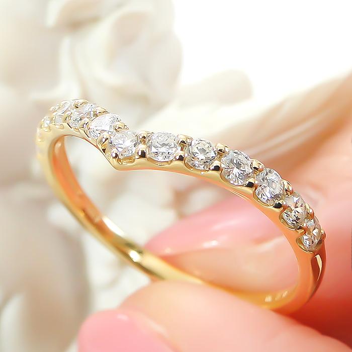 K18YG/PG/WG 【0.3ct】Vライン ダイヤモンド リング 送料無料 K18 18金 0.3ct Vライン  YG WG PG プレゼント 記念日 誕生日 結婚 普段使い ブライダル ber0400の画像