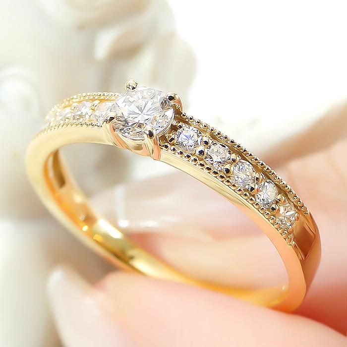 ダイヤモンド リング 0.3ct ゴールド レディース ジュエリー アクセサリー リング 指輪 緑 ダイヤ ダイア ギフト プレゼント グリーン 送料無料 ber0403の画像