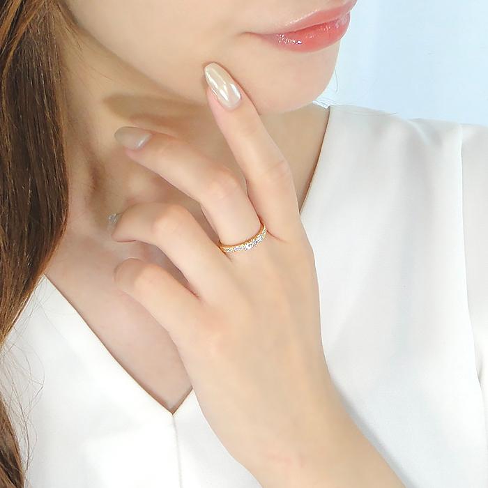 ゴールド ダイヤモンド 0.4カラット リング K18 YG WG PG 0.4ct レディース ジュエリー 指輪 ダイヤ ダイア ギフト プレゼント ミル打ち 送料無料 ber0407の画像
