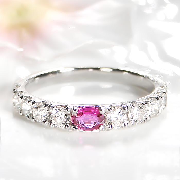 ゴールド K18 YG PG WG ルビー ダイヤモンド リング 送料無料 ダイヤ フチあり 18金 18k フチあり ハーフエタニティ 定番 エタニティ 人気 デイリー ber0410の画像