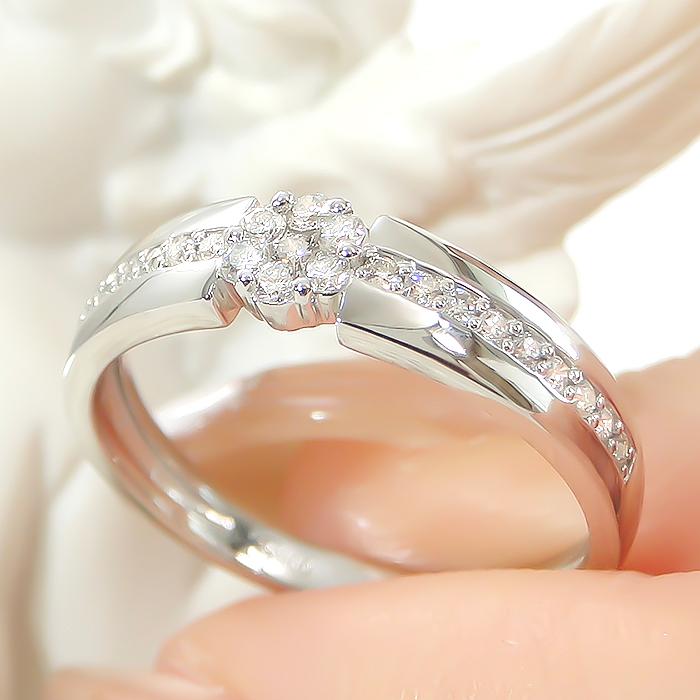 Pt900 プラチナ ダイヤモンド フラワー リング 0.2ct 送料無料 ダイヤ