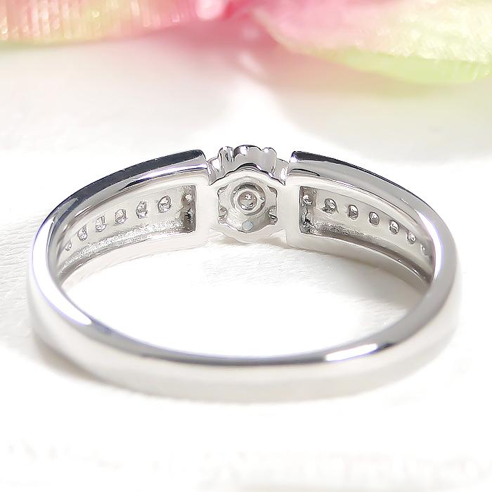 Pt900 プラチナ ダイヤモンド フラワー リング 0.2ct 送料無料 ダイヤ