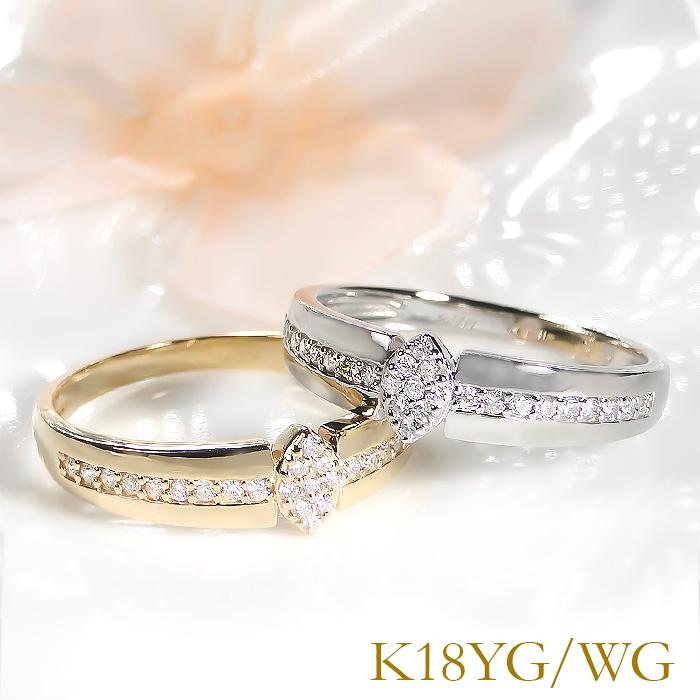 K18YG WG PG ダイヤモンド リング 0.15ct 送料無料 レディース  