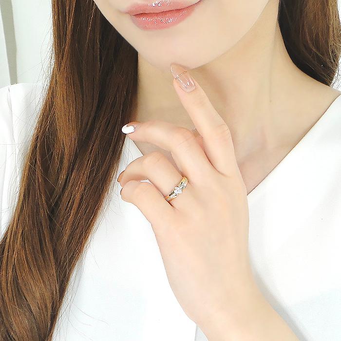 K18YG WG PG ダイヤモンド リング 0.15ct 送料無料 レディース アクセサリー 指輪 ダイヤ ダイア ゴールド ギフト プレゼント エタニティ リーフ ber0414の画像