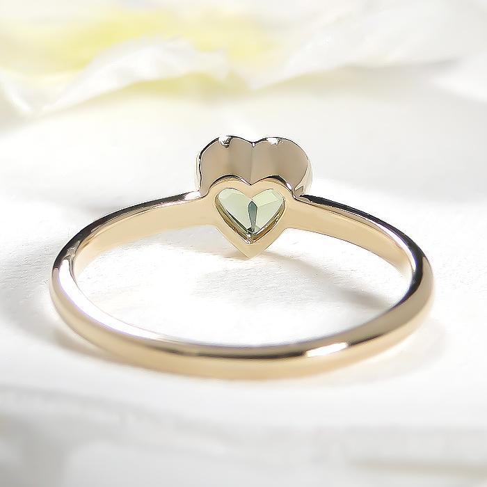 K18 YG PG ガーネット ペリドット ハートモチーフ リング ゴールド