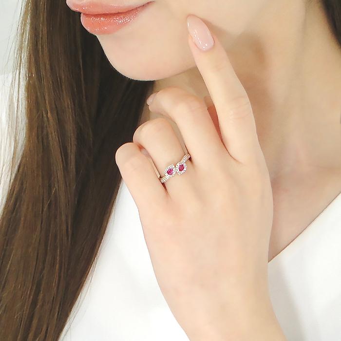 K18PG ルビー ダイヤモンド リング 送料無料 指輪 ピンクゴールド  