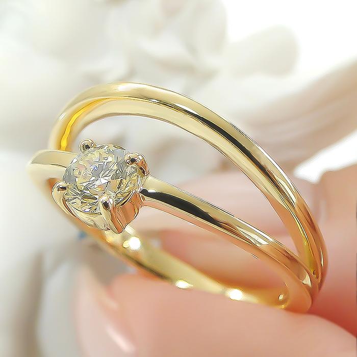 K18 YG PG 0.3ct ダイヤモンド リング 送料無料 18金 K18 18K ゴールド ダイヤ ダイア 4月 誕生石 人気 プレゼント 贈り物 二連 重ね付け 上品 大粒 ber0421の画像