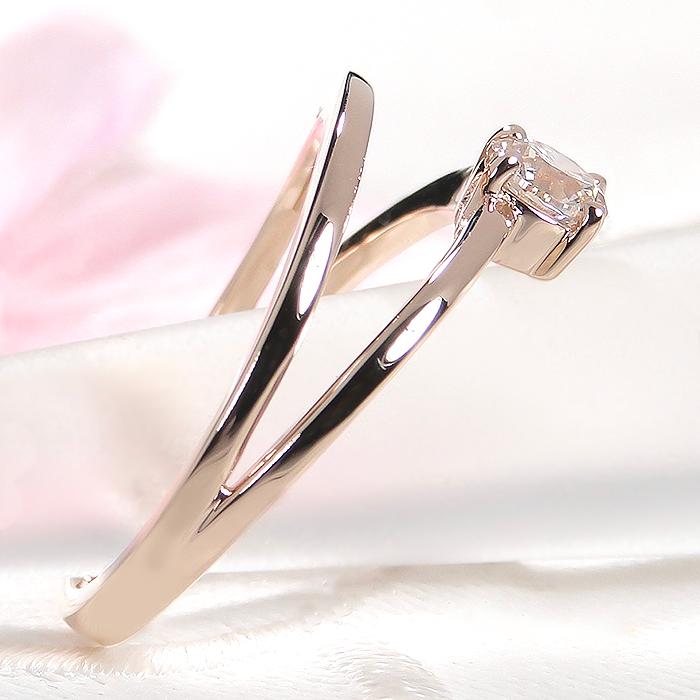 K18 YG PG 0.3ct ダイヤモンド リング 送料無料 18金 K18 18K ゴールド ダイヤ ダイア 4月 誕生石 人気 プレゼント 贈り物 二連 重ね付け 上品 大粒 ber0421の画像