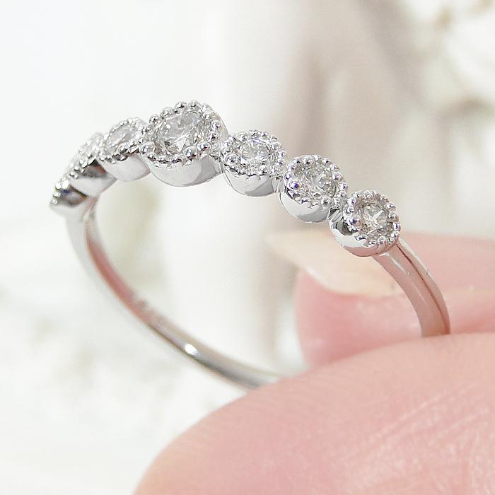 Pt900 ダイヤモンド リング 0.2ct 送料無料 レディース ジュエリー アクセサリー 指輪 プラチナ ギフト プレゼント ミル打ち クラシカル アンティーク  ber0436の画像