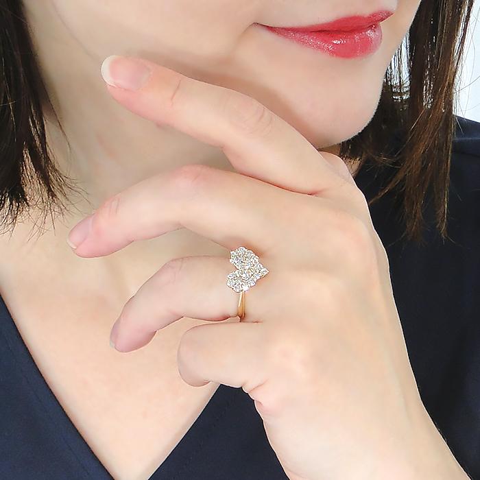 K18ダイヤハートリング ハート ダイヤモンド リング – K18YG、1.0ct