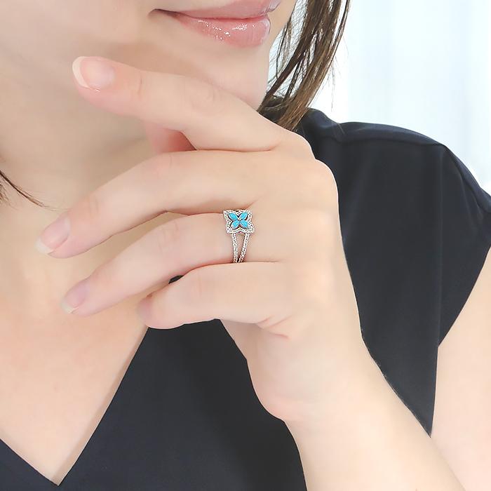 Pt900 トルコ石 ダイヤモンド リング 0.25ct 送料無料 レディース ジュエリー アクセサリー 指輪 プラチナ ターコイズ ダイヤ フラワー 花 クローバー ber0451の画像