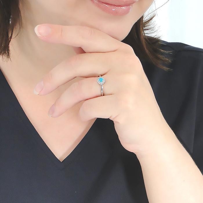Pt900 トルコ石 ダイヤモンド リング 0.10ct 送料無料 レディース