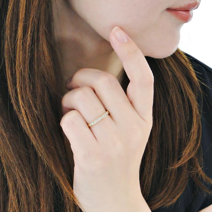 K18YG PG WG 0.20ct ダイヤモンド リング 送料無料 指輪 18金 K18 イエロー ホワイト ピンク ゴールド ダイヤ フチあり ミル打ち 人気 定番 エタニティ ber0460の画像