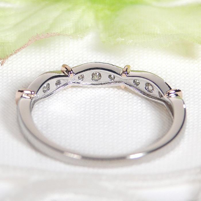 Pt900 K18PG 0.20ct ダイヤモンド コンビ リング 送料無料 プラチナ PT