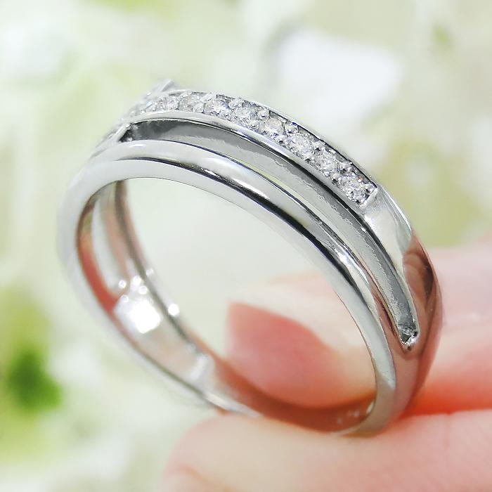 Pt950 0.12ct クロスモチーフ ダイヤモンド リング 送料無料 代引手数料無料 品質保証書 指輪 プラチナ Pt 十字架 クロス Tモチーフ 0.12カラット ber0462の画像
