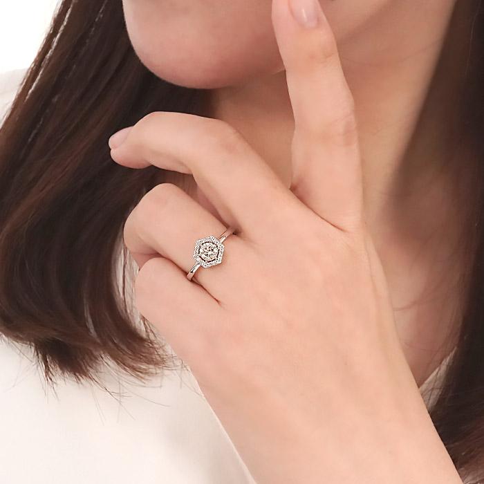 Pt900 0.60ct 六角形モチーフ ダイヤモンド リング 送料無料 ジュエリー PT プラチナ 大粒 華やか ダイヤ ダイア 4月 誕生石 ヘキサゴン 六角形 人気 ber0477の画像