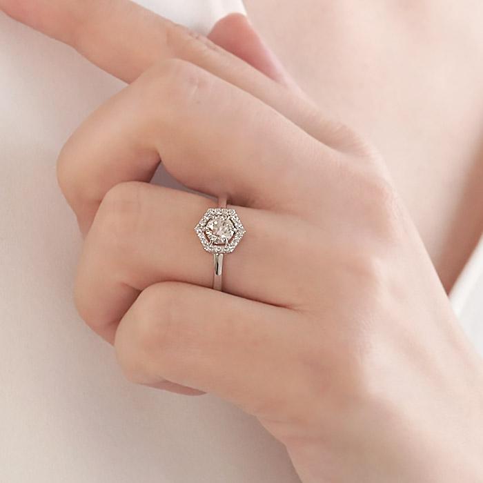 Pt900 0.60ct 六角形モチーフ ダイヤモンド リング 送料無料 ジュエリー PT プラチナ 大粒 華やか ダイヤ ダイア 4月 誕生石 ヘキサゴン 六角形 人気 ber0477の画像