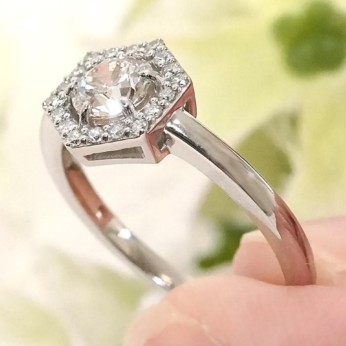 Pt900 0.60ct 六角形モチーフ ダイヤモンド リング 送料無料 ジュエリー PT プラチナ 大粒 華やか ダイヤ ダイア 4月 誕生石 ヘキサゴン 六角形 人気 ber0477の画像
