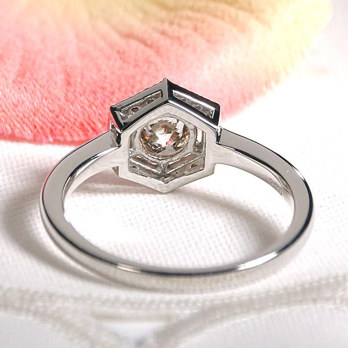 Pt900 0.60ct 六角形モチーフ ダイヤモンド リング 送料無料 ジュエリー PT プラチナ 大粒 華やか ダイヤ ダイア 4月 誕生石 ヘキサゴン 六角形 人気 ber0477の画像