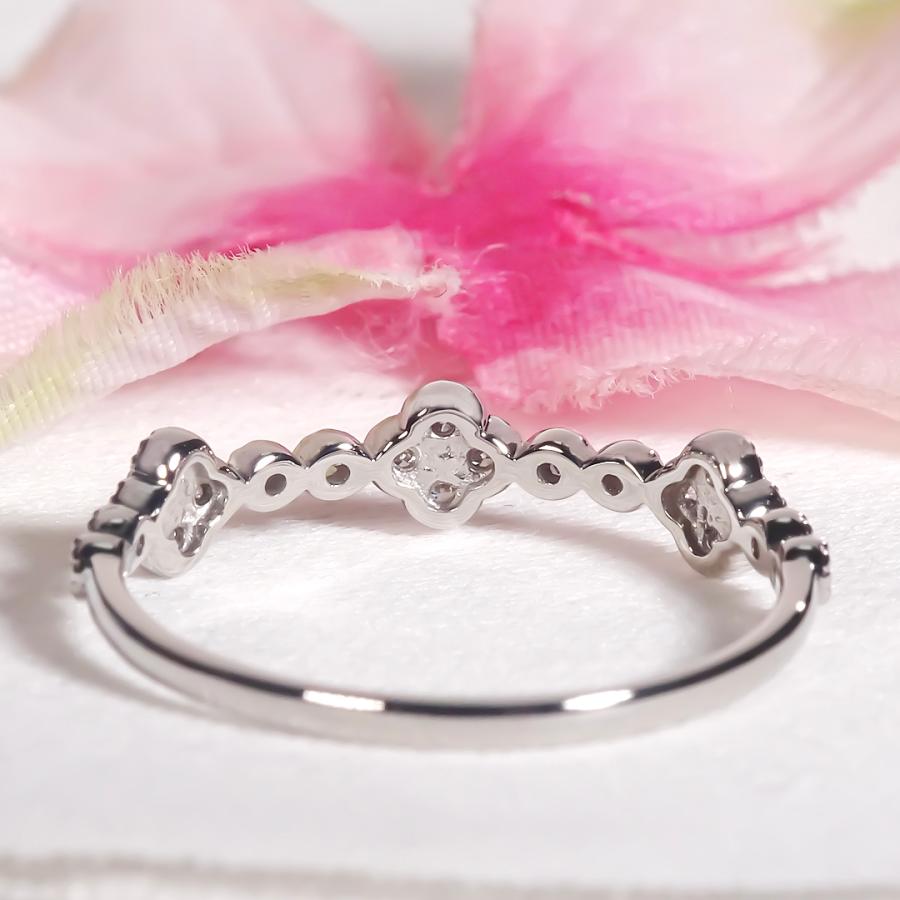 Pt900 0.15ct フラワー ダイヤモンド リング 送料無料 ジュエリー プラチナ プラチナ900 ダイヤ ダイア 4月 誕生石 花 お花 人気 ミル打ち 華やか ber0479の画像