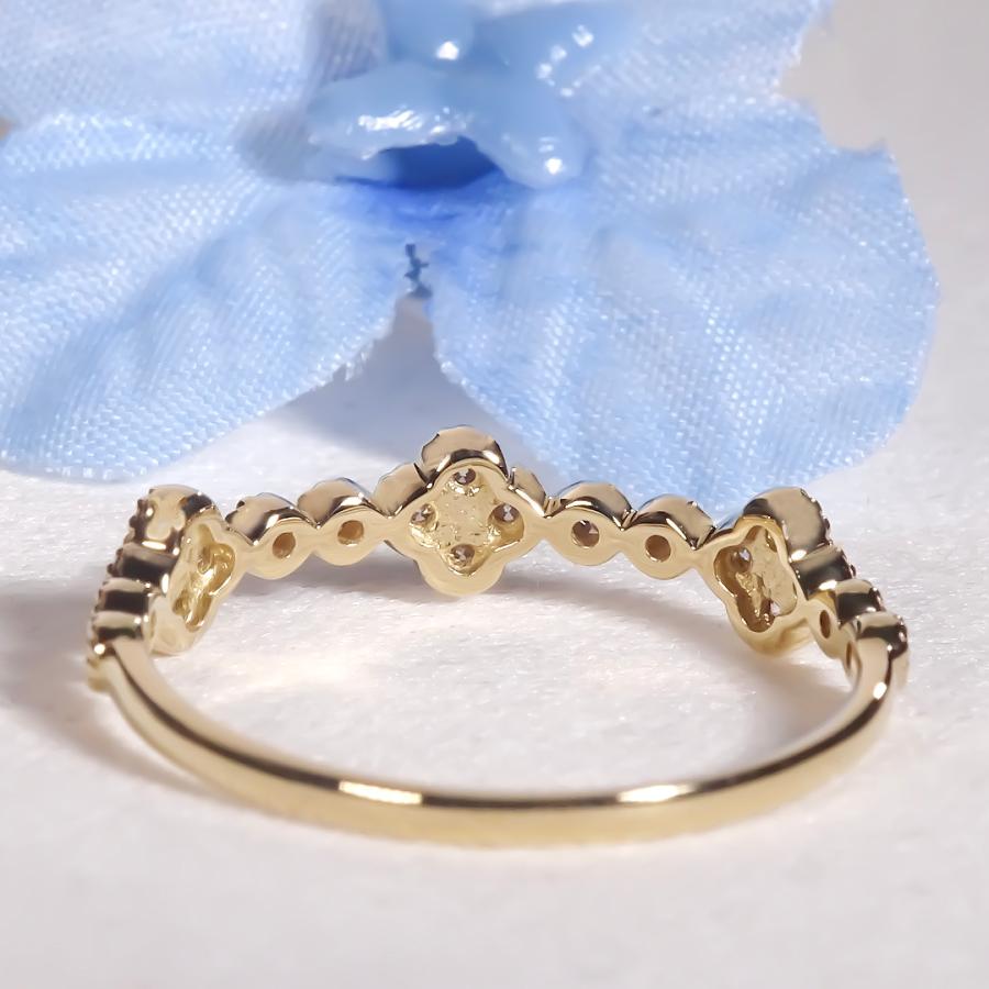 K18YG【0.15ct】 フラワー ダイヤモンド リング 送料無料 ジュエリー K18 18金 イエローゴールド ダイヤ ダイア 4月 誕生石 花 人気 ミル打ち 華やか ber0480の画像